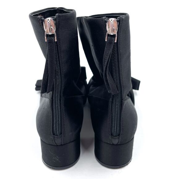 No21 Raso Satin Bow Boots Black Block Heel Ankle Twist Knot No. 21 Sz 36 / 6 - Picture 6 of 10